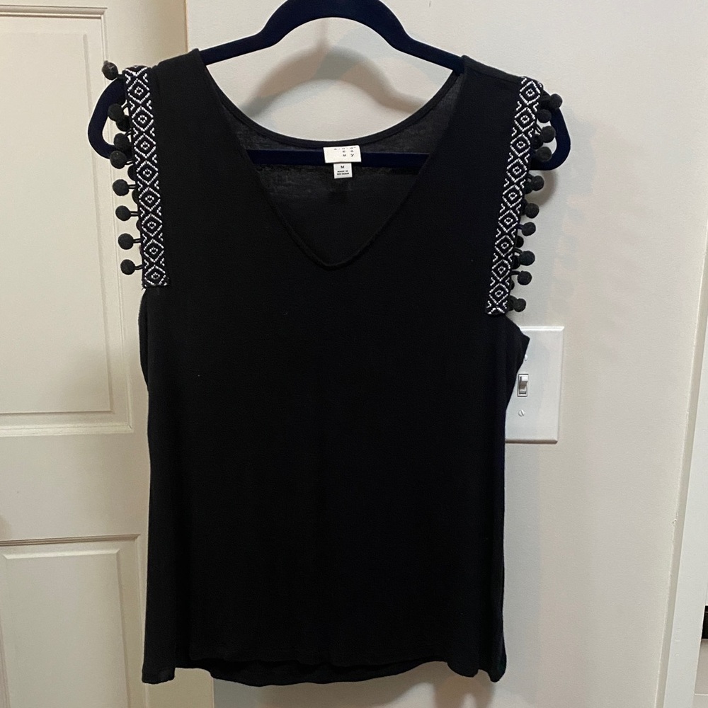 Black sleeveless top with Pom Pom details - by A New Day, Size M